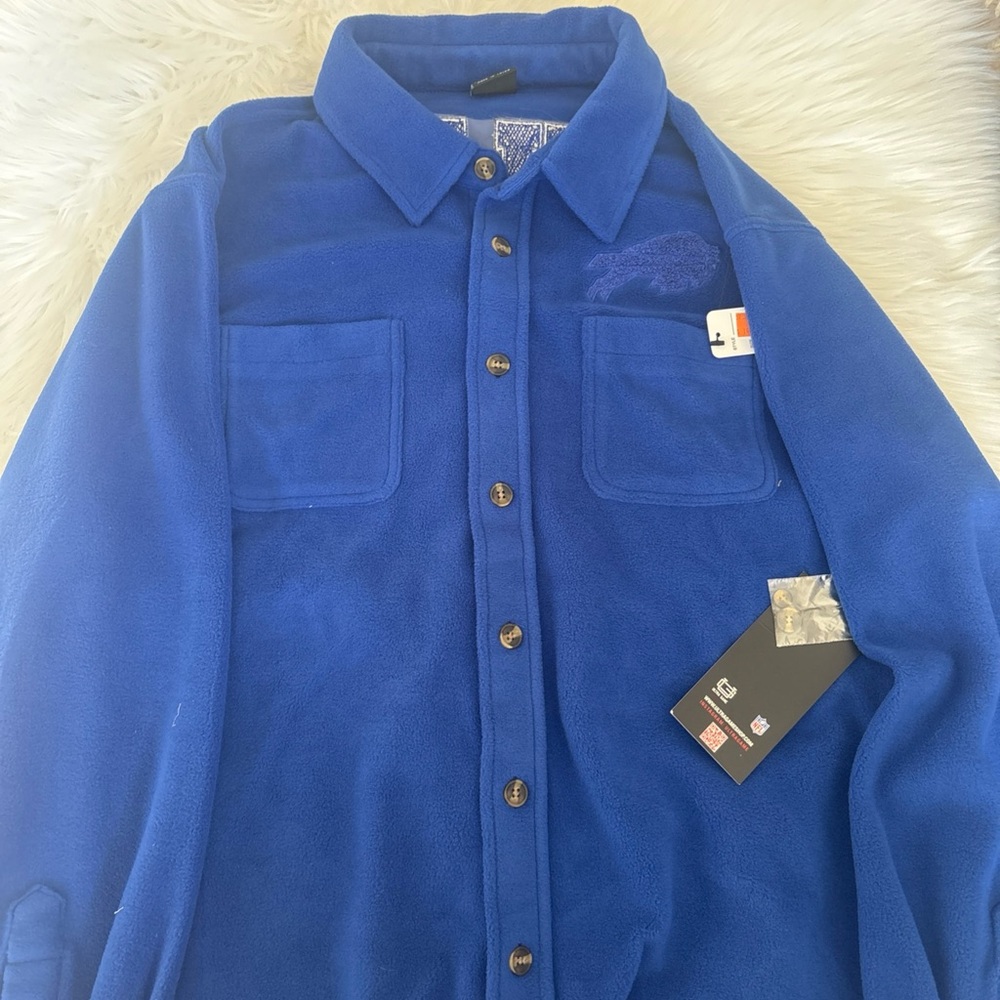 NFL Buffalo Bills Royal Blue Fleece Button Shirt Jacket